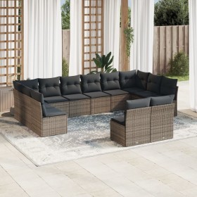 Set de sofás de jardín 12 pzas con cojines ratán sintético gris de , Conjuntos de jardín - Ref: Foro24-3250209, Precio: 689,9...