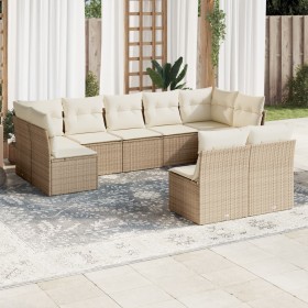 9-teiliges Gartensofa-Set mit beigen synthetischen Rattankissen von , Gartensets - Ref: Foro24-3249987, Preis: 657,74 €, Raba...