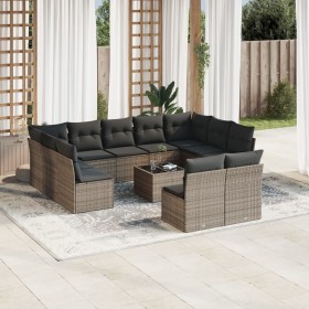 12-teiliges Gartensofa-Set mit grauen synthetischen Rattankissen von , Gartensets - Ref: Foro24-3250199, Preis: 688,59 €, Rab...