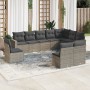 10-teilige Gartensofagarnitur mit grauen synthetischen Rattankissen von , Modulare Sofas für den Außenbereich - Ref: Foro24-3...