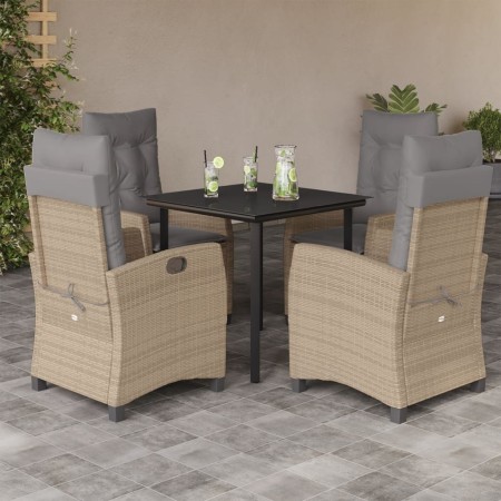 Set comedor de jardín 5 pzas con cojines ratán sintético beige de , Conjuntos de jardín - Ref: Foro24-3212833, Precio: 566,87...