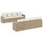 Set de sofás de jardín 9 pzas con cojines ratán sintético beige de , Sofás modulares de exterior - Ref: Foro24-3251085, Preci...