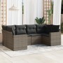 6-teiliges Gartenmöbel-Set und graue synthetische Rattankissen von , Modulare Sofas für den Außenbereich - Ref: Foro24-325171...