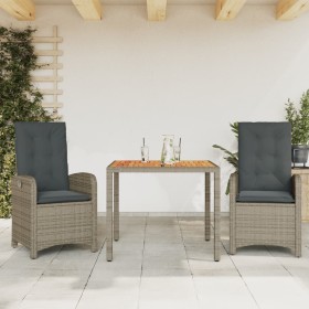 3-teilige Garten-Essgruppe mit grauen synthetischen Rattankissen von , Gartensets - Ref: Foro24-3212239, Preis: 384,18 €, Rab...