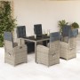 Garden dining set 7 pieces and gray synthetic rattan cushions by , Garden sets - Ref: Foro24-3212465, Price: 1,00 €, Discount: %