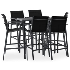 High table and garden bar stools 7 pieces black and gray by , Garden sets - Ref: Foro24-3073578, Price: 590,99 €, Discount: %