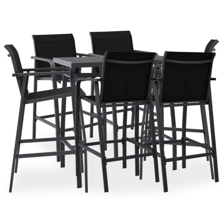 High table and garden bar stools 7 pieces black and gray by , Garden sets - Ref: Foro24-3073578, Price: 590,48 €, Discount: %