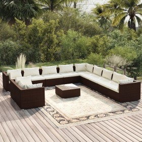 Garden furniture and cushions set 12 pieces brown synthetic rattan by , Garden sets - Ref: Foro24-3102538, Price: 1,00 €, Dis...