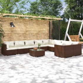 Gartenmöbel-Set 10-teilig und braune synthetische Rattankissen von , Gartensets - Ref: Foro24-3102770, Preis: 771,99 €, Rabat...