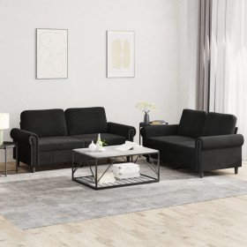 2-piece black velvet sofa set with cushions by , Sofas - Ref: Foro24-3202215, Price: 528,44 €, Discount: %