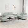 Sofagarnitur mit Kissen, 3-teilig, hellgrauer Samt von , Sofas - Ref: Foro24-3202220, Preis: 560,18 €, Rabatt: %