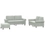 Sofagarnitur mit Kissen, 3-teilig, hellgrauer Samt von , Sofas - Ref: Foro24-3202220, Preis: 560,18 €, Rabatt: %