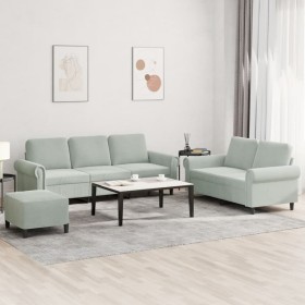 Sofagarnitur mit Kissen, 3-teilig, hellgrauer Samt von , Sofas - Ref: Foro24-3202260, Preis: 616,77 €, Rabatt: %