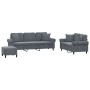 Dreiteilige Sofagarnitur aus dunkelgrauem Samt mit Kissen von , Sofas - Ref: Foro24-3202281, Preis: 655,26 €, Rabatt: %