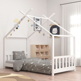 Estructura de cama infantil madera maciza pino blanco 70x140 cm de vidaXL, Cunas y camas para niños - Ref: Foro24-283367, Pre...