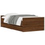 Brown oak bed frame with drawers 75x190 cm by , Beds and slatted bases - Ref: Foro24-3207391, Price: 147,75 €, Discount: %