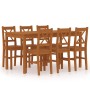 7-piece dining set made of pine wood in honey brown color. by vidaXL, Furniture sets for kitchens and dining rooms - Ref: For...