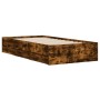 Smoked oak engineered wood bed with drawers 90x190 cm by , Beds and slatted bases - Ref: Foro24-3207326, Price: 141,09 €, Dis...