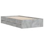 Concrete gray engineered wood bed with drawers 75x190 cm by , Beds and slatted bases - Ref: Foro24-3207332, Price: 136,67 €, ...