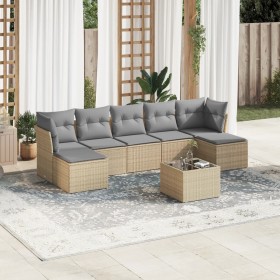 Garden sofa set with beige cushions, 8 pieces, PE rattan. by , Garden sets - Ref: Foro24-3249878, Price: 485,99 €, Discount: %