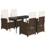 Set comedor de jardín 5 piezas y cojines ratán sintético marrón de , Conjuntos de jardín - Ref: Foro24-3212333, Precio: 654,4...