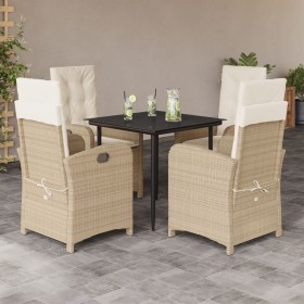 5-teiliges Garten-Esszimmer-Set mit Kissen synthetisches Rattan beige von , Gartensets - Ref: Foro24-3212371, Preis: 631,99 €...