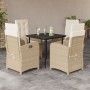 Set comedor de jardín 5 pzas con cojines ratán sintético beige de , Conjuntos de jardín - Ref: Foro24-3212371, Precio: 630,35...