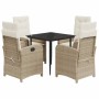 Set comedor de jardín 5 pzas con cojines ratán sintético beige de , Conjuntos de jardín - Ref: Foro24-3212371, Precio: 630,35...