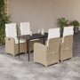 5-teiliges Garten-Esszimmer-Set mit Kissen synthetisches Rattan beige von , Gartensets - Ref: Foro24-3212373, Preis: 655,84 €...