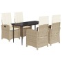 5-piece garden dining set with beige synthetic rattan cushions by , Garden sets - Ref: Foro24-3212373, Price: 655,84 €, Disco...