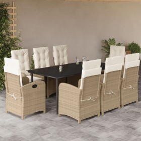 Set comedor de jardín 9 pzas con cojines ratán sintético beige de , Conjuntos de jardín - Ref: Foro24-3212378, Precio: 1,00 €...