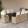 9-teiliges Garten-Esszimmer-Set mit Kissen synthetisches Rattan beige von , Gartensets - Ref: Foro24-3212378, Preis: 1,00 €, ...