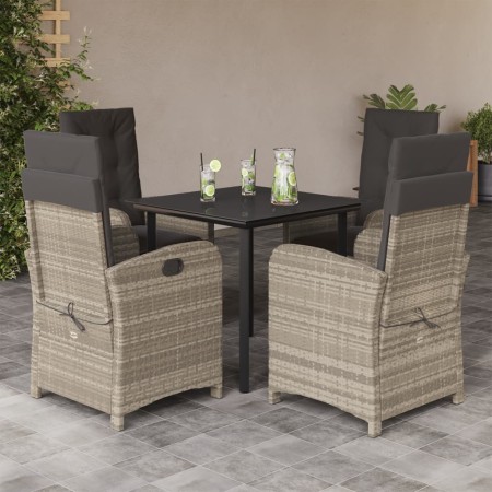 Set comedor de jardín 5 pzas cojines ratán sintético gris claro de , Conjuntos de jardín - Ref: Foro24-3212421, Precio: 579,9...