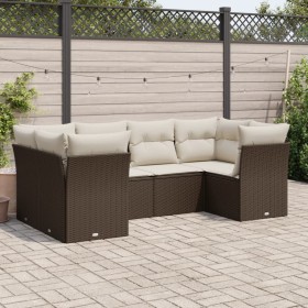 Set of 6 garden sofas and brown synthetic rattan cushions by , Garden sets - Ref: Foro24-3218113, Price: 413,95 €, Discount: %