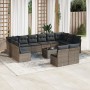 Set of garden sofas with 13 pieces of gray synthetic rattan cushions by , Garden sets - Ref: Foro24-3250219, Price: 818,35 €,...