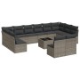 Set of garden sofas with 13 pieces of gray synthetic rattan cushions by , Garden sets - Ref: Foro24-3250219, Price: 818,35 €,...