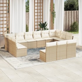 Garden set with 13-piece synthetic rattan beige cushions. by , Garden sets - Ref: Foro24-3250227, Price: 962,99 €, Discount: %