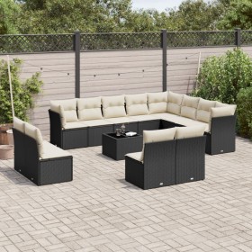 Set aus Gartensofas und Kissen 13 Stück synthetisches Rattan schwarz von , Gartensets - Ref: Foro24-3250315, Preis: 764,99 €,...