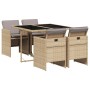 Set comedor de jardín 5 pzas con cojines ratán sintético beige de , Conjuntos de jardín - Ref: Foro24-3210540, Precio: 420,74...