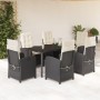 Set de comedor de jardín 7 pzas y cojines ratán sintético negro de , Conjuntos de jardín - Ref: Foro24-3212306, Precio: 887,8...