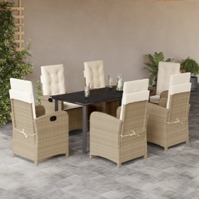 7-piece garden dining set with beige synthetic rattan cushions by , Garden sets - Ref: Foro24-3212386, Price: 1,00 €, Discoun...