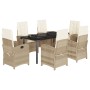 Set comedor de jardín 7 pzas con cojines ratán sintético beige de , Conjuntos de jardín - Ref: Foro24-3212386, Precio: 996,58...