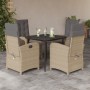 Set comedor de jardín 5 pzas con cojines ratán sintético beige de , Conjuntos de jardín - Ref: Foro24-3212392, Precio: 662,43...