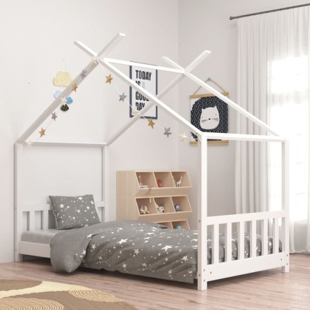 Estructura de cama infantil madera maciza pino blanco 80x160 cm de vidaXL, Cunas y camas para niños - Ref: Foro24-283368, Pre...