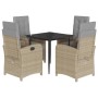 Set comedor de jardín 5 pzas con cojines ratán sintético beige de , Conjuntos de jardín - Ref: Foro24-3212392, Precio: 663,99...