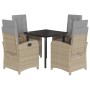 Set comedor de jardín 5 pzas con cojines ratán sintético beige de , Conjuntos de jardín - Ref: Foro24-3212402, Precio: 630,39...