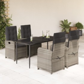 Set comedor de jardín 5 pzas cojines ratán sintético gris claro de , Conjuntos de jardín - Ref: Foro24-3212414, Precio: 663,9...