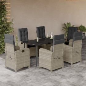 7-teiliges Garten-Esszimmerset und Kissen synthetisches Rattan hellgrau von , Gartensets - Ref: Foro24-3212416, Preis: 970,99...