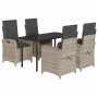 Set comedor de jardín 5 pzas cojines ratán sintético gris claro de , Conjuntos de jardín - Ref: Foro24-3212423, Precio: 624,5...