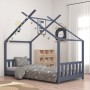 Children's bed frame solid gray pine wood 90x200 cm by vidaXL, Cribs and beds for children - Ref: Foro24-283372, Price: 271,2...